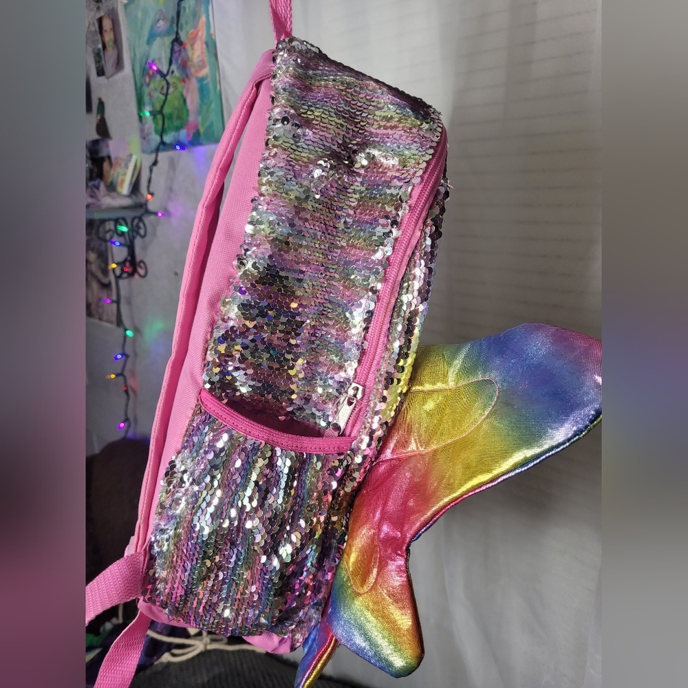 Rainbow Sequin Butterfly Backpack - image 5